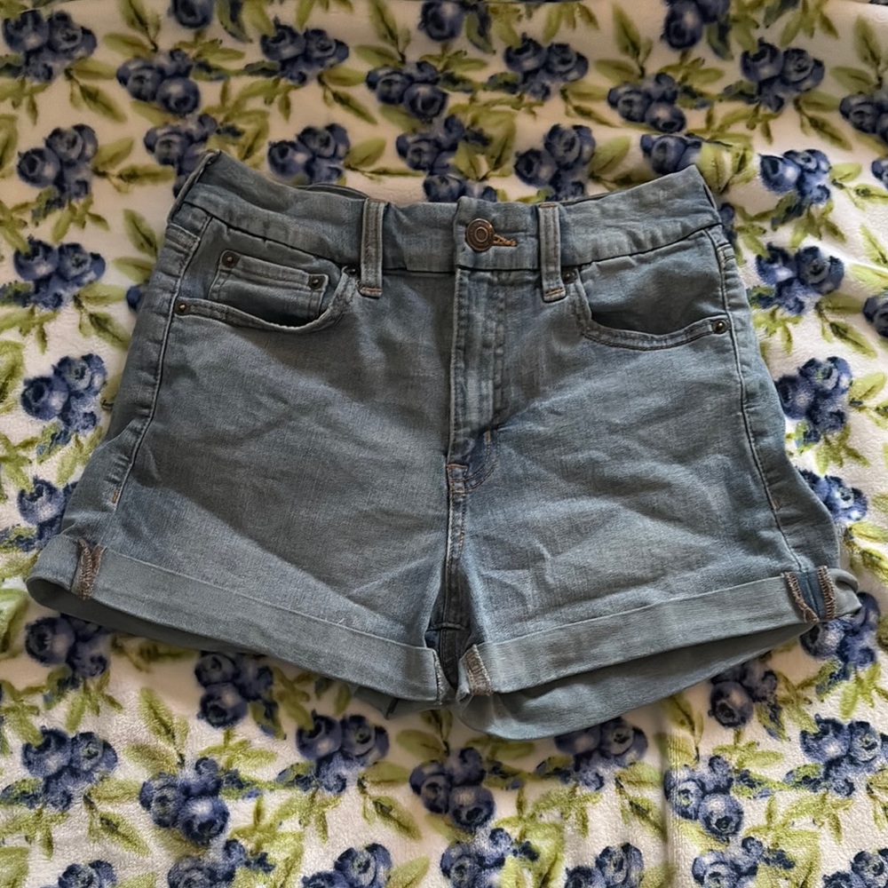 Aeropostale Blue Jean Shorts High-Waisted Cuffed